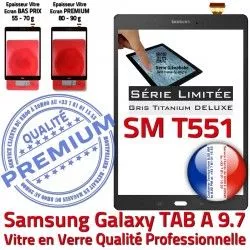 Réparation Anthracite Supérieure Remplacement Installa SM 9.7 PREMIUM Gris Verre Grise Ecran Qualité TAB-A Vitre Tactile Assemblée T551 Adhésif Galaxy Samsung