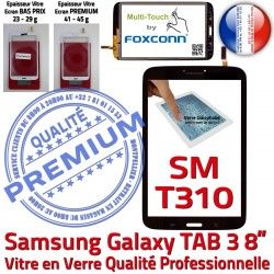 Coller Noire Noir PREMIUM SM-T310 Qualité TAB3 à in Samsung en Assemblée Verre Prémonté Tactile Galaxy Vitre Supérieure 8 Ecran