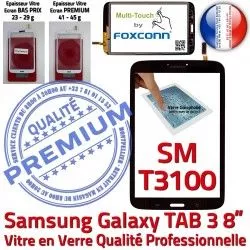 en Qualité PREMIUM SM-T3100 Samsung Verre Ecran 8 Assemblée Tactile coller à Noire inch Supérieure Galaxy TAB3 Vitre Prémonté