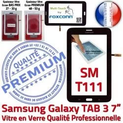 TAB3 Galaxy Tab3 Assemblée Noire Adhésif Ecran Samsung T111 LITE Tactile Qualité Noir SM-T111 LCD Vitre PREMIUM Prémonté Supérieure Verre en SM