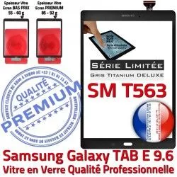 Titanium Vitre Assemblée SM Samsung Qualité Adhésif Grise Galaxy Tactile Verre T563 TAB-E Gris Limitée SM-T563 Série Ecran 9.6 G PREMIUM