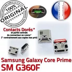 SM-G360F Prise SM charge Connector USB G360F Samsung Micro Core Pins souder Dock Chargeur à Fiche Dorés Galaxy Qualité Prime ORIGINAL de MicroUSB