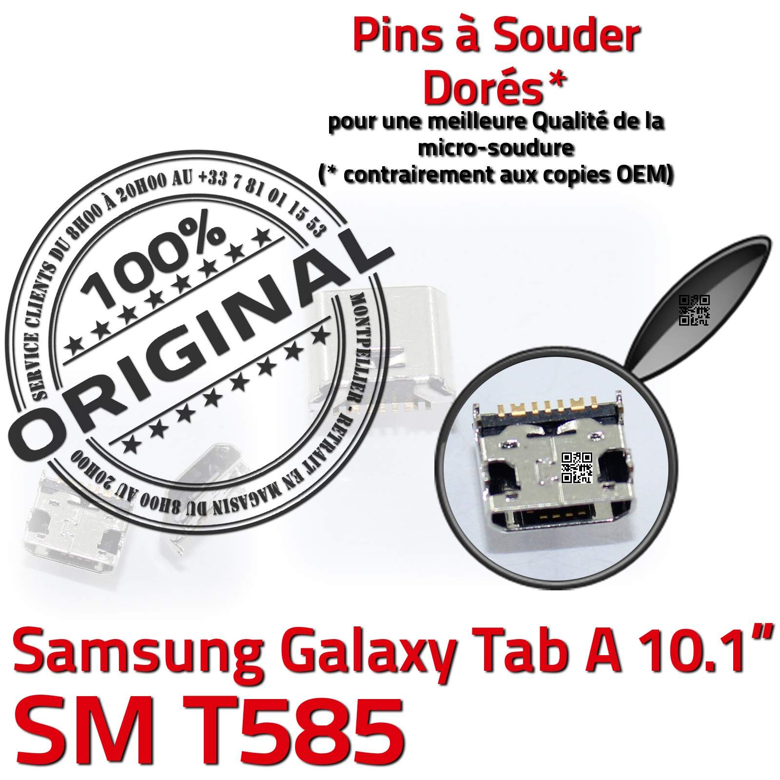 ORIGINAL Samsung Galaxy TAB A SM T585 Connecteur de charge à souder Micro USB