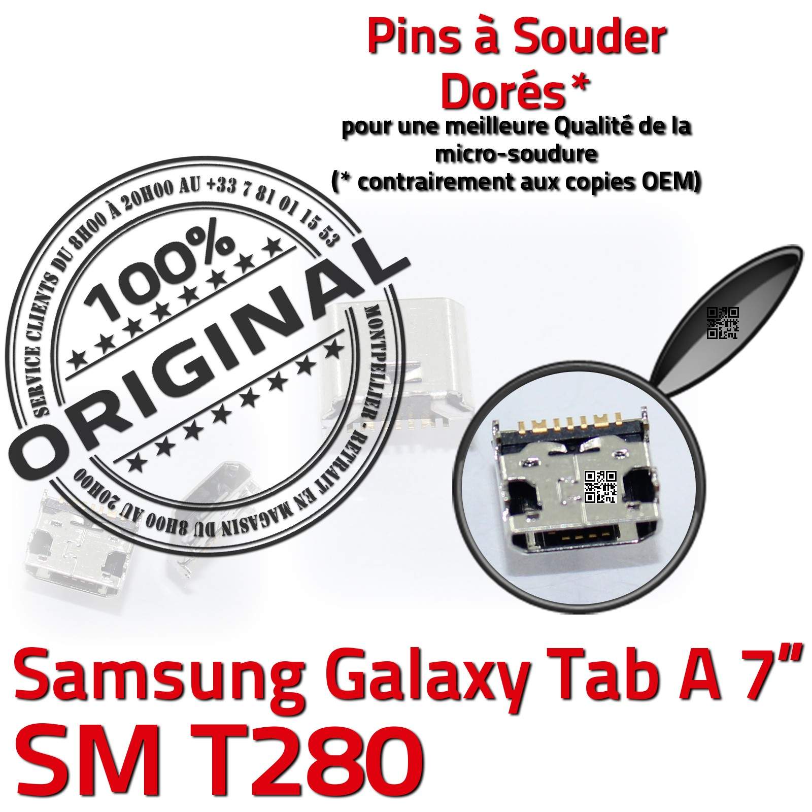 ORIGINAL Samsung Galaxy TAB A SM T280 Connecteur de charge à souder Micro USB