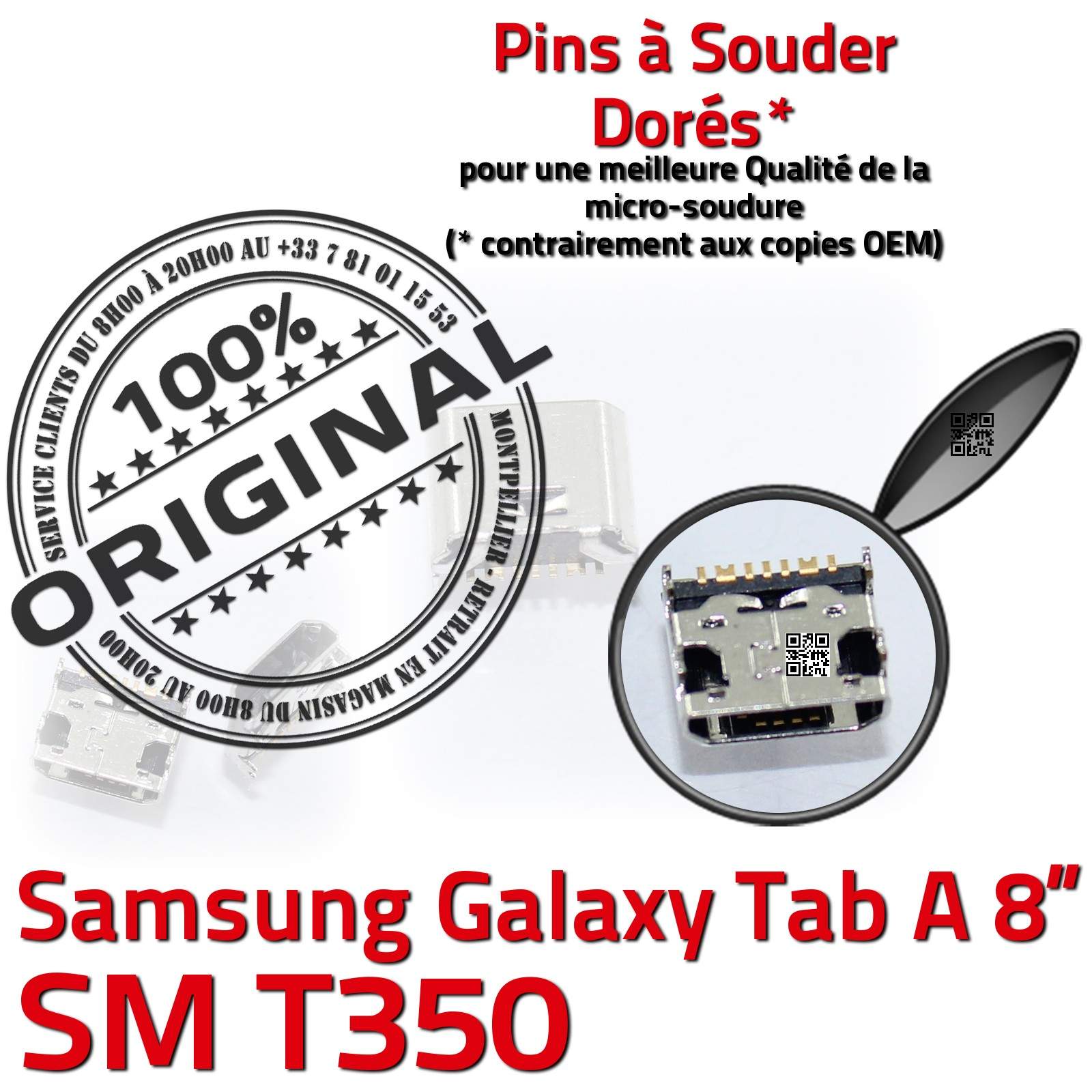 ORIGINAL Samsung Galaxy TAB A SM T350 Connecteur de charge à souder Micro USB