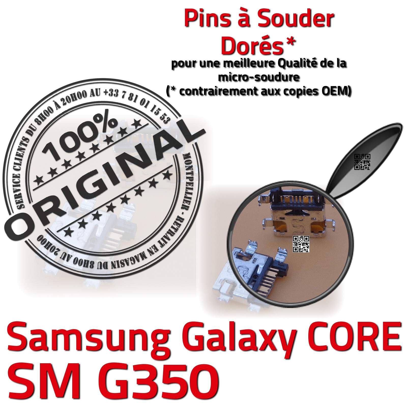 Connecteur de charge ORIGINAL Galaxy Core Plus SM-G350 Prise Fiche USB Chargeur