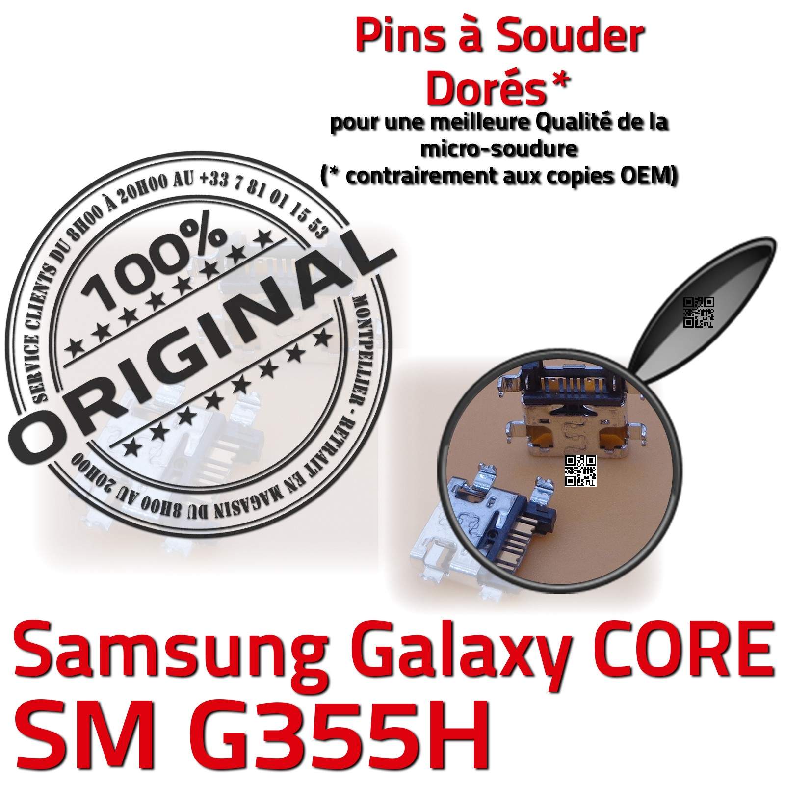 Connecteur de charge ORIGINAL Galaxy Core 2 SM-G355H Prise Fiche USB Chargeur