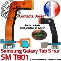 Lecteur USB TAB-S Qualité de Ch TAB Samsung Nappe Connecteur Prise Micro Port Chargeur SM-T801 SD ORIGINAL S Doré Galaxy Mémoire Charge