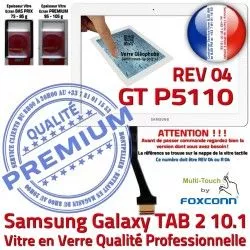 Galaxy PREMIUM Adhésif LCD 04 TAB P5110 Qualité TAB2 Samsung 10.1 2 en REV GT-P5110 Verre B Prémonté Blanche Ecran Tactile GT Vitre Assemblée R