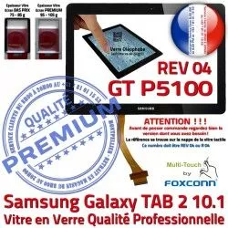 Prémonté Ecran 10.1 Samsung Assemblée Verre REV Qualité Tactile TAB 04 R GT-P5100 Adhésif PREMIUM GT P5100 Noire 2 N Vitre LCD en TAB2 Galaxy