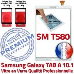 10.1 Ecran Verre Pro Résistante Samsung Galaxy Tactile Colle Chocs aux en TAB-A Qualité Blanche Supérieure séries UV PREMIUM T580 911-2D Vitre SM Blanc