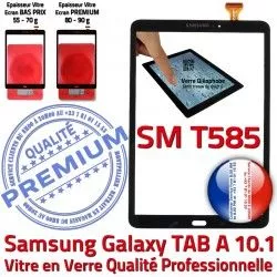 Noire Samsung Tactile TAB Verre Supérieure PREMIUM Ecran 10.1 Vitre en Résistante N Noir SM TAB-A aux A Qualité T585 Galaxy SM-T585 Chocs