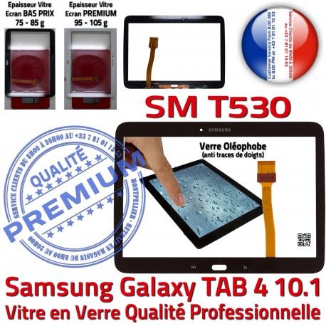 Galaxy SM-T530 Tab4 Noire en Assemblée Noir Verre Complet Vitre Adhésif Tactile Samsung Qualité TAB4 Écran Complète Prémonté PREMIUM