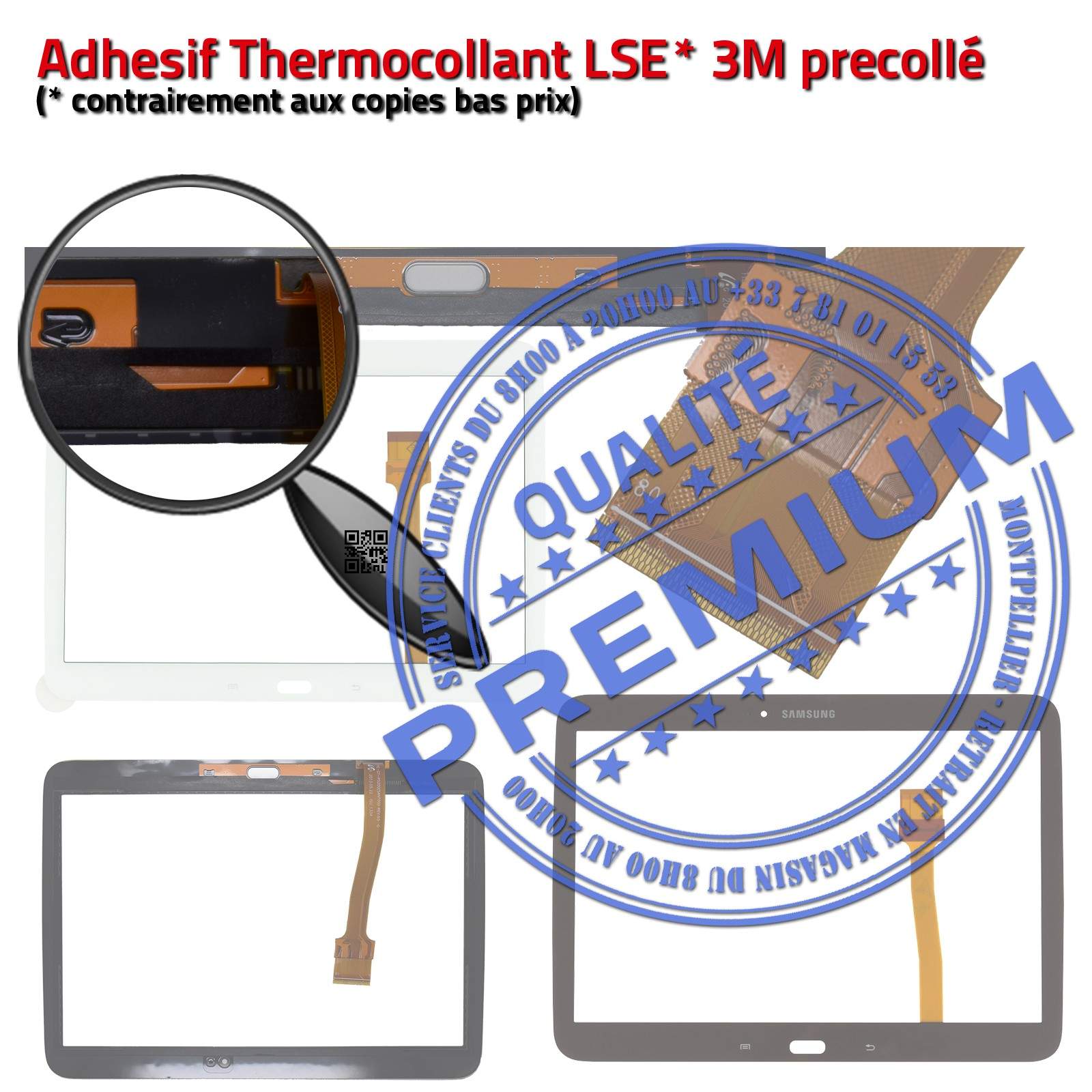 Vitre Tactile Noire Complète Samsung SM T533 TAB 4 Adhésif Écran Complet Noir