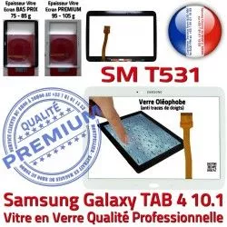 Vitre TAB4 Prémonté Galaxy Tactile Blanche Samsung Qualité Adhésif SM-T531 Écran Verre Tab4 PREMIUM Supérieure Complet Complète Blanc