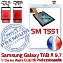 Galaxy TAB-A SM T551 Blanche Verre A Complète Blanc SM-T551 Écran Samsung Prémonté Adhésif PREMIUM TAB Précollé Complet Qualité Tactile Vitre