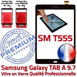 Verre SM-T555 Écran Prémonté A Complet TAB-A PREMIUM Adhésif Qualité Assemblée en Noir Complète TAB Tactile SM Galaxy Noire Vitre Samsung T555