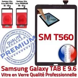 Qualité Noire Assemblée T560 Ecran Supérieure Tactile Assemblé Samsung SM Verre PREMIUM TAB-E Vitre Galaxy 9.6 Noir SM-T560 Adhésif