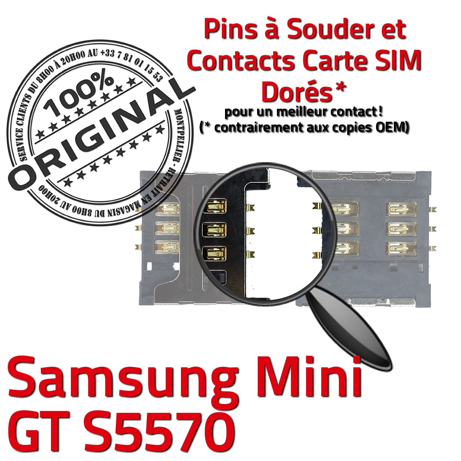 Connecteur de Charge à souder Téléphone Portab Changer Jack Connexion Câble Contacts Démontage Soudures Carte Mère SD Prise Chargeur Samsung Galaxy Mini GT s5570 Réparation Changement Pins Dorés micro-soudures Smartphone Lecteur SIM Remplacement PORT Micr