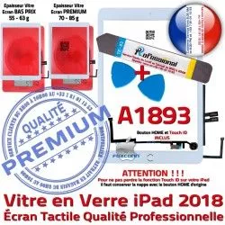 Verre Nappe Outils - KIT Blanche Vitre Réparation PREMIUM Adhésif Tactile Precollé iPad B PACK Qualité 6 Oléophobe Bouton HOME A1893