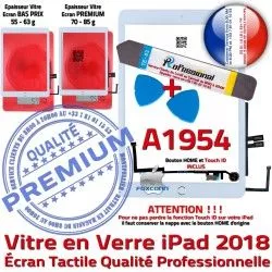 PREMIUM B Tactile A1954 HOME - Oléophobe Qualité Verre Nappe iPad Vitre Bouton Blanche 6 PACK KIT Adhésif Precollé Réparation Outils