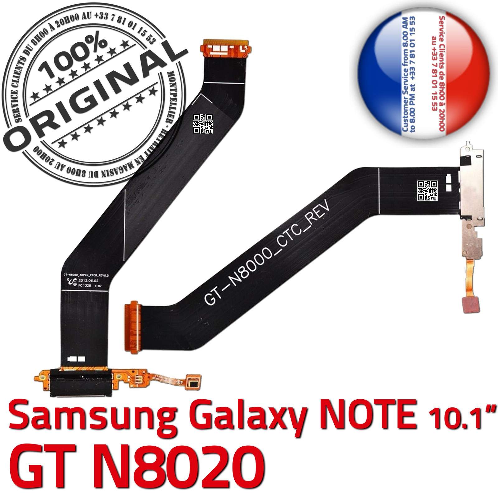 NOTE GT N8020 ORIGINAL Samsung Galaxy Connecteur de Charge Chargeur MicroUSB Nappe OFFICIELLE Qualité Contacts Dorés Réparation