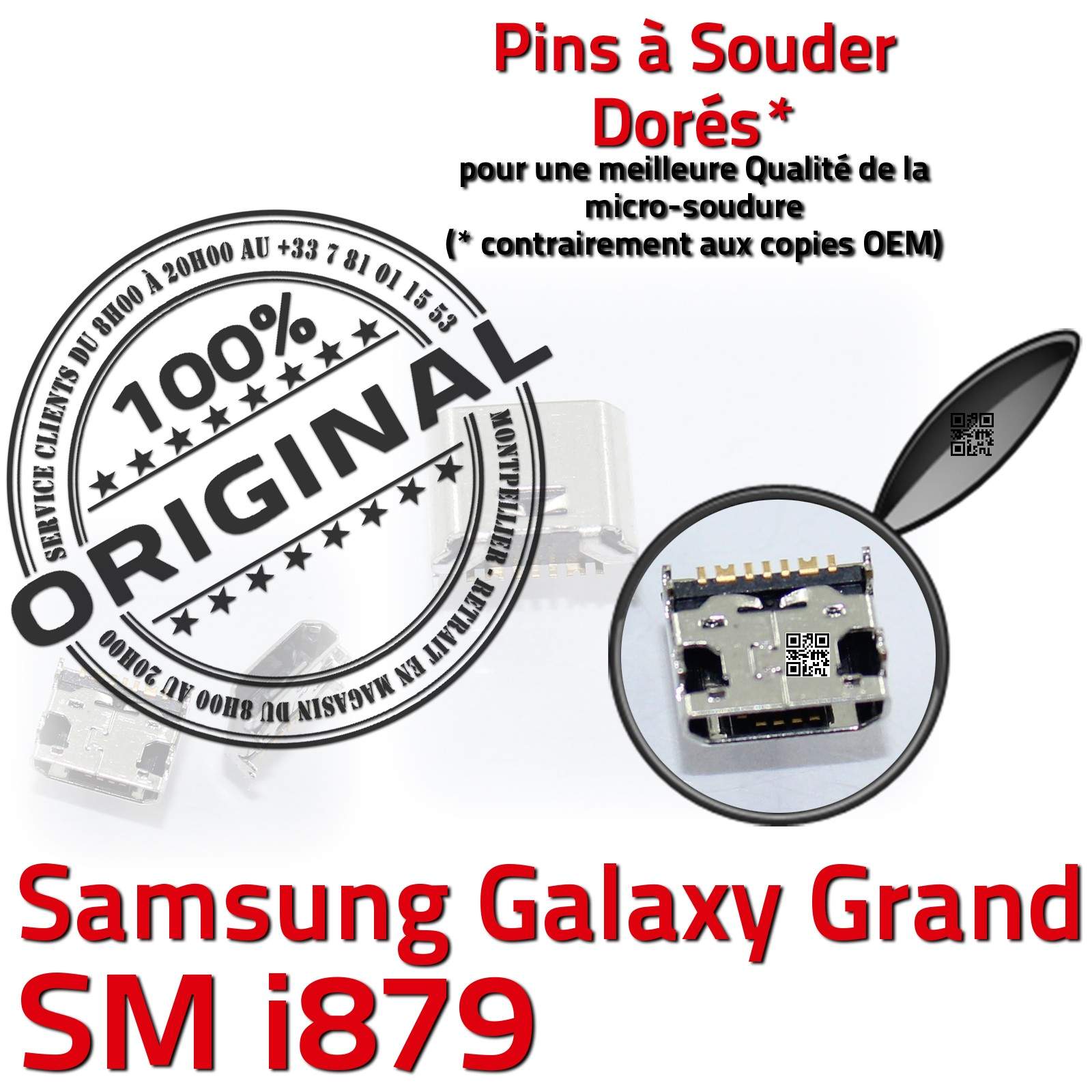 ORIGINAL Samsung Galaxy Grand GT i879 Connecteur charge soudure Micro USB Prise