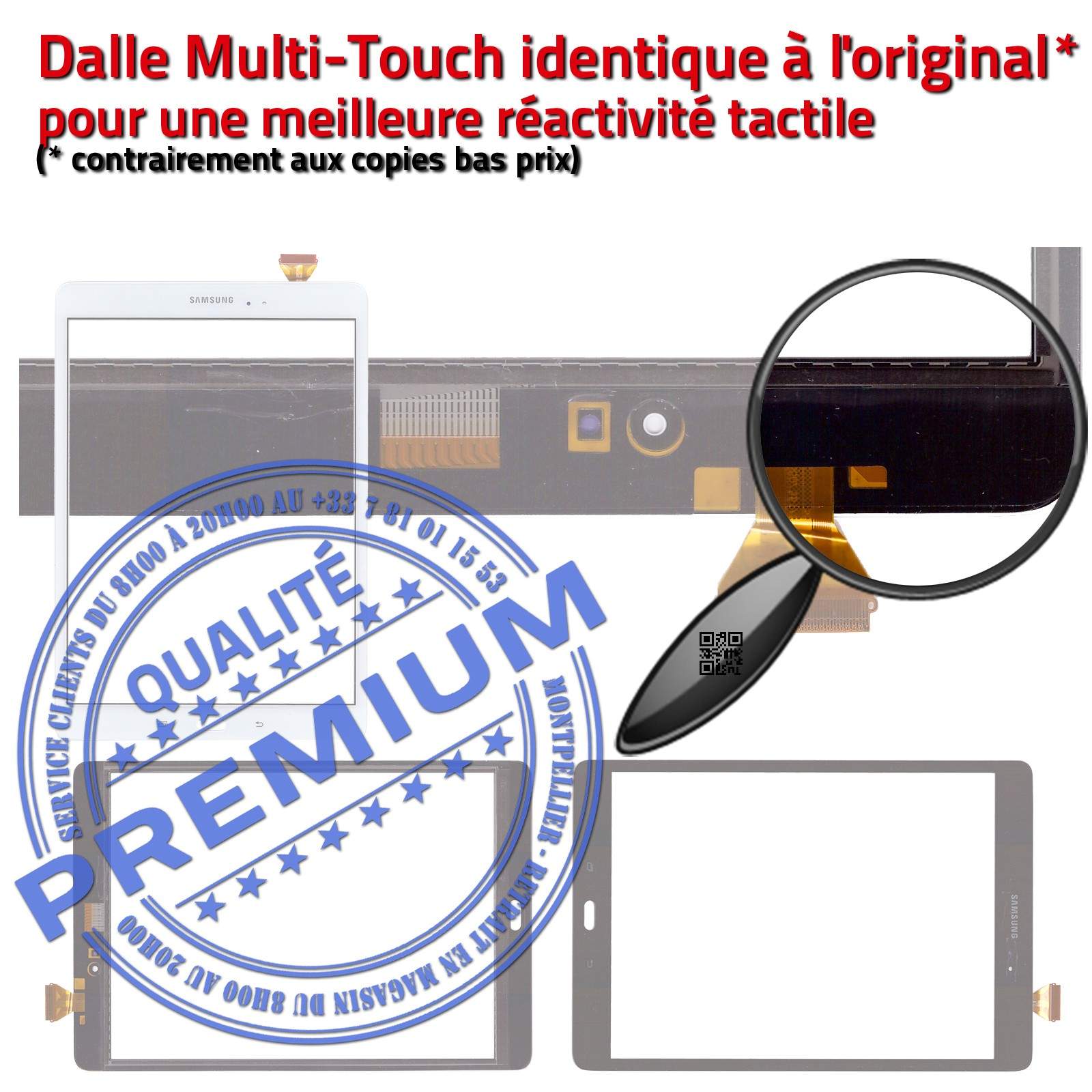 Vitre Tactile Blanche Galaxy TAB-A6 2016 SM-T580 10.1 in Résistante aux Chocs en Verre Ecran Blanc Qualité Supérieure PREMIUM