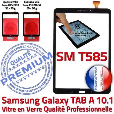 Galaxy TAB A6 2016 SM-T585 N inch PREMIUM Noire Qualité en Noir Chocs Tactile Résistante Verre TAB-A6 Supérieure Vitre 10.1 aux Ecran