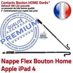 Precollé Réparation Accueil Châssis iPad 4 Poussoir Adhésif Autocollant Flex Bouton Remplacement Home Nappe Tablette Apple