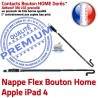 Nappe Bouton Home iPad 4 Réparation Tablette Adhésif Châssis Poussoir Flex Apple Accueil Autocollant Precollé Remplacement