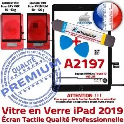 2019 Noire Verre Réparation iPad N KIT Tactile HOME Precollé Adhésif A2197 Outils Démontage Bouton Vitre Qualité PREMIUM PACK Oléophobe