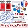 PACK iPad 2019 A2198 B KIT HOME Tactile Adhésif Nappe Qualité Bouton PREMIUM Oléophobe Réparation Verre Outils Blanche Precollé Vitre