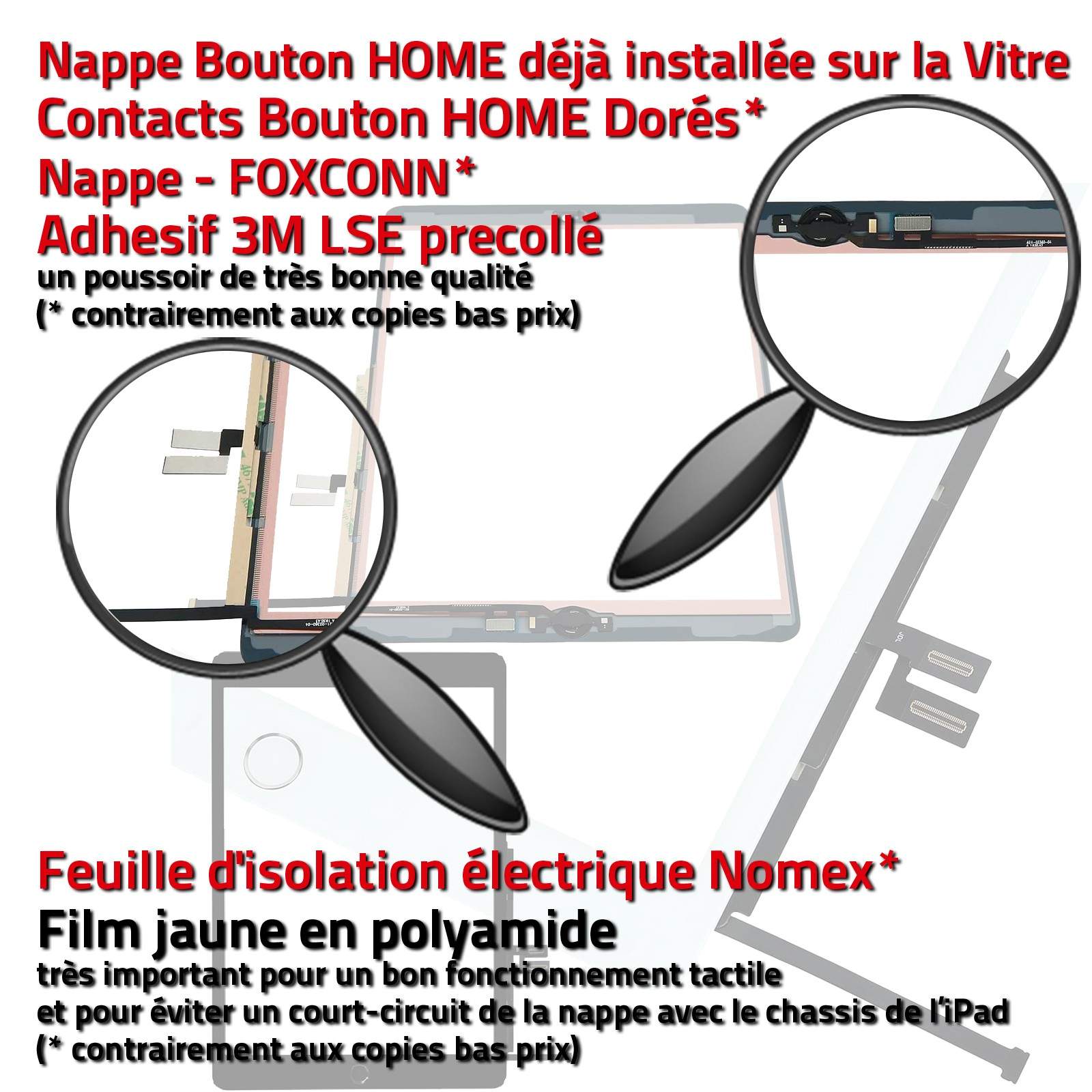 Vitre Tactile iPad 2020 Blanc Ecran Assemblé Nappe Bouton HOME Adhésif Prémonté