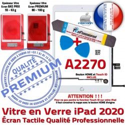 KIT Nappe A2270 PREMIUM Bouton Precollé 2020 Oléophobe Blanche B Adhésif Qualité HOME Vitre Tactile Outils Verre PACK Réparation iPad