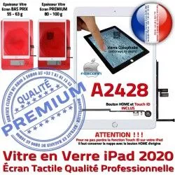 Caméra 2020 iPad Monté Verre Tactile A2428 Ecran Fixation Adhésif Oléophobe Vitre Tablette Nappe Réparation Blanc HOME Qualité