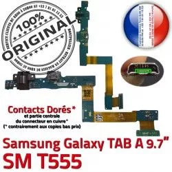 Samsung SM C Galaxy ORIGINAL A Réparation Charge Nappe Qualité Contacts de Micro Chargeur T555 TAB SM-T555 Doré OFFICIELLE USB Connecteur