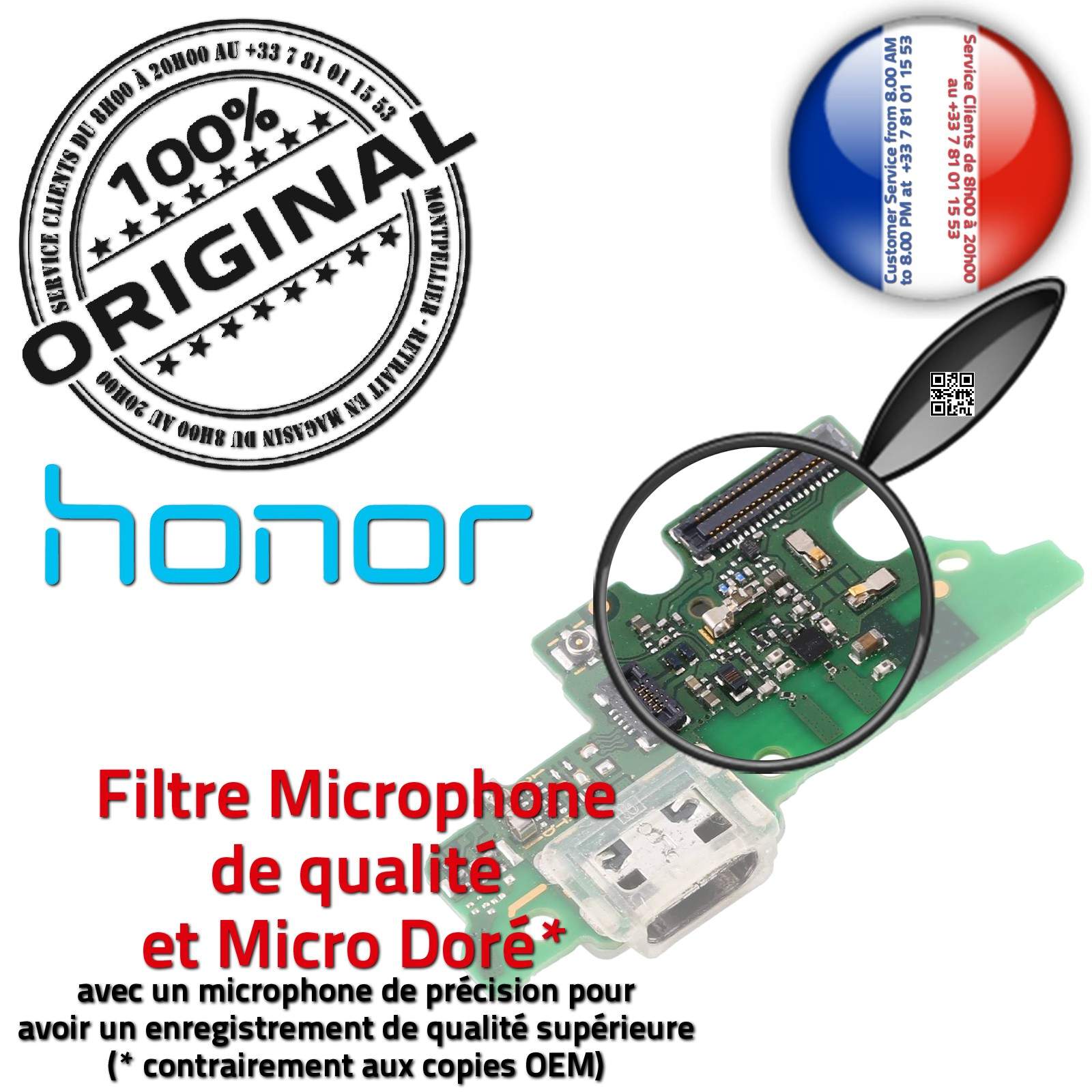 Téléphone Huawei Honor 6X ORIGINAL Connecteur Antenne SMA Nappe Chargeur USB