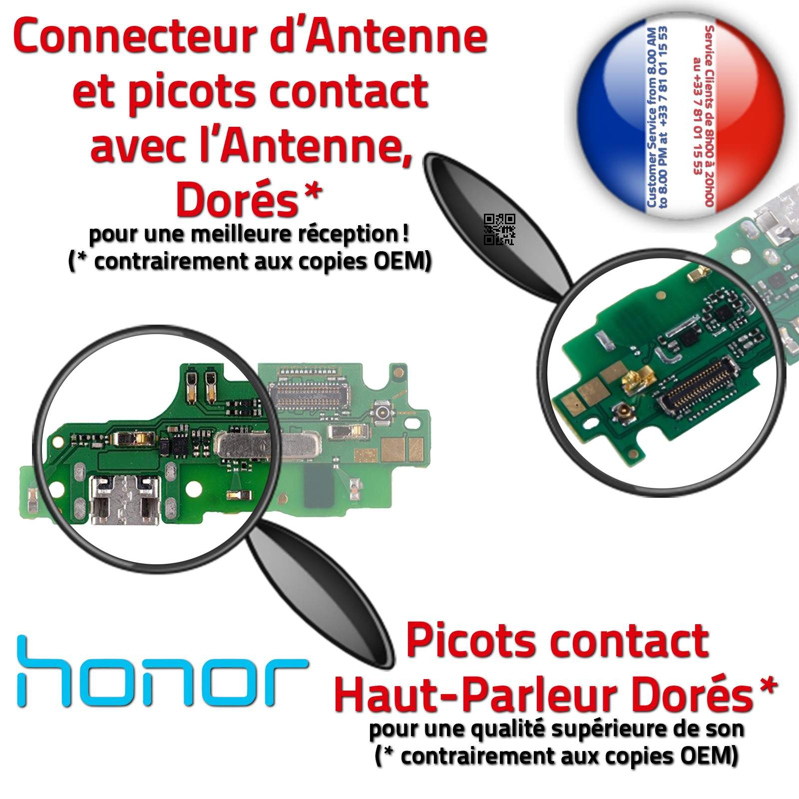 Honor 5X Connecteur Chargeur ORIGINAL Téléphone Huawei Prise Charge PORT USB Nappe OFFICIELLE Qualité Microphone Antenne RESEAU