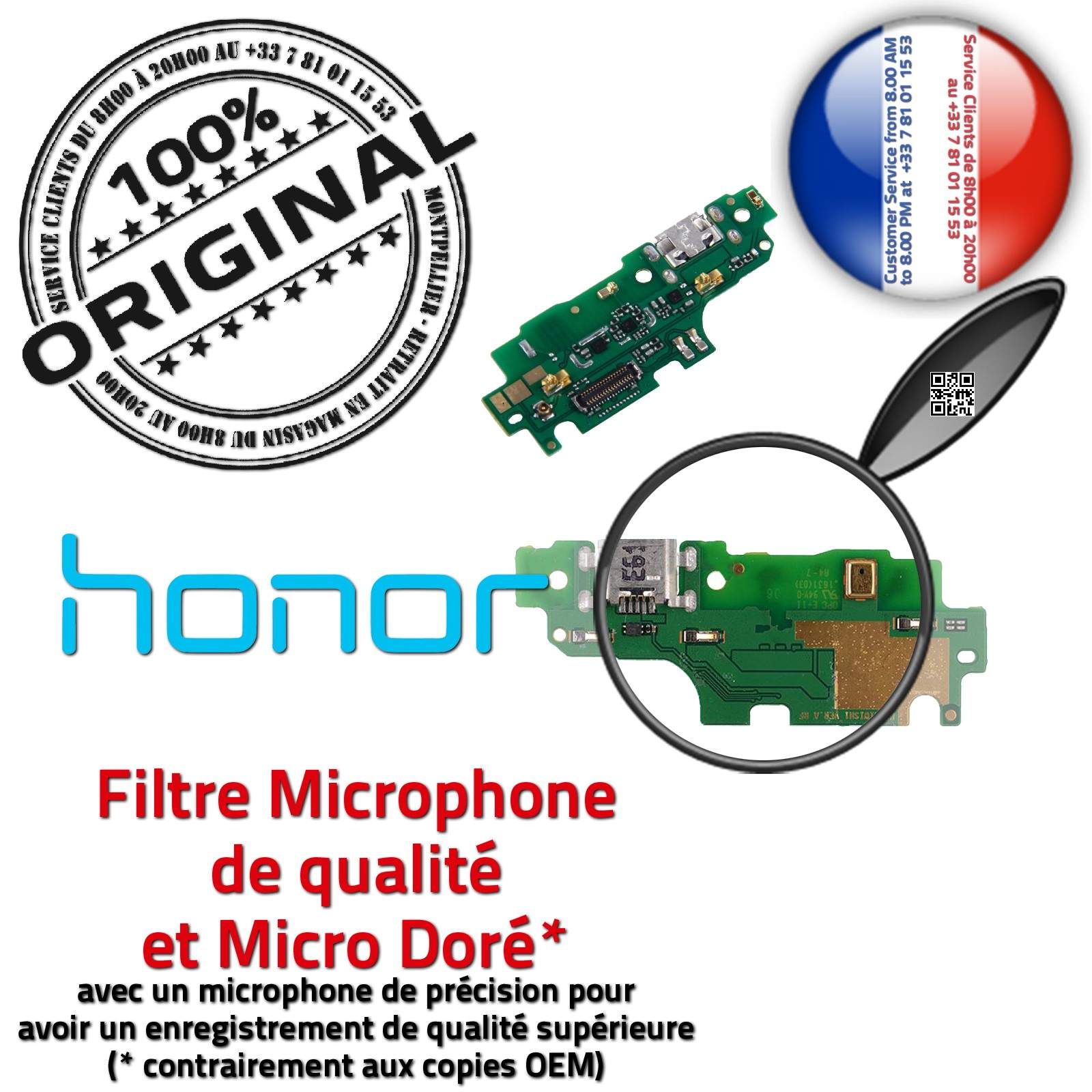 Honor 5X Connecteur de Charge ORIGINAL Téléphone Huawei USB Nappe Chargeur