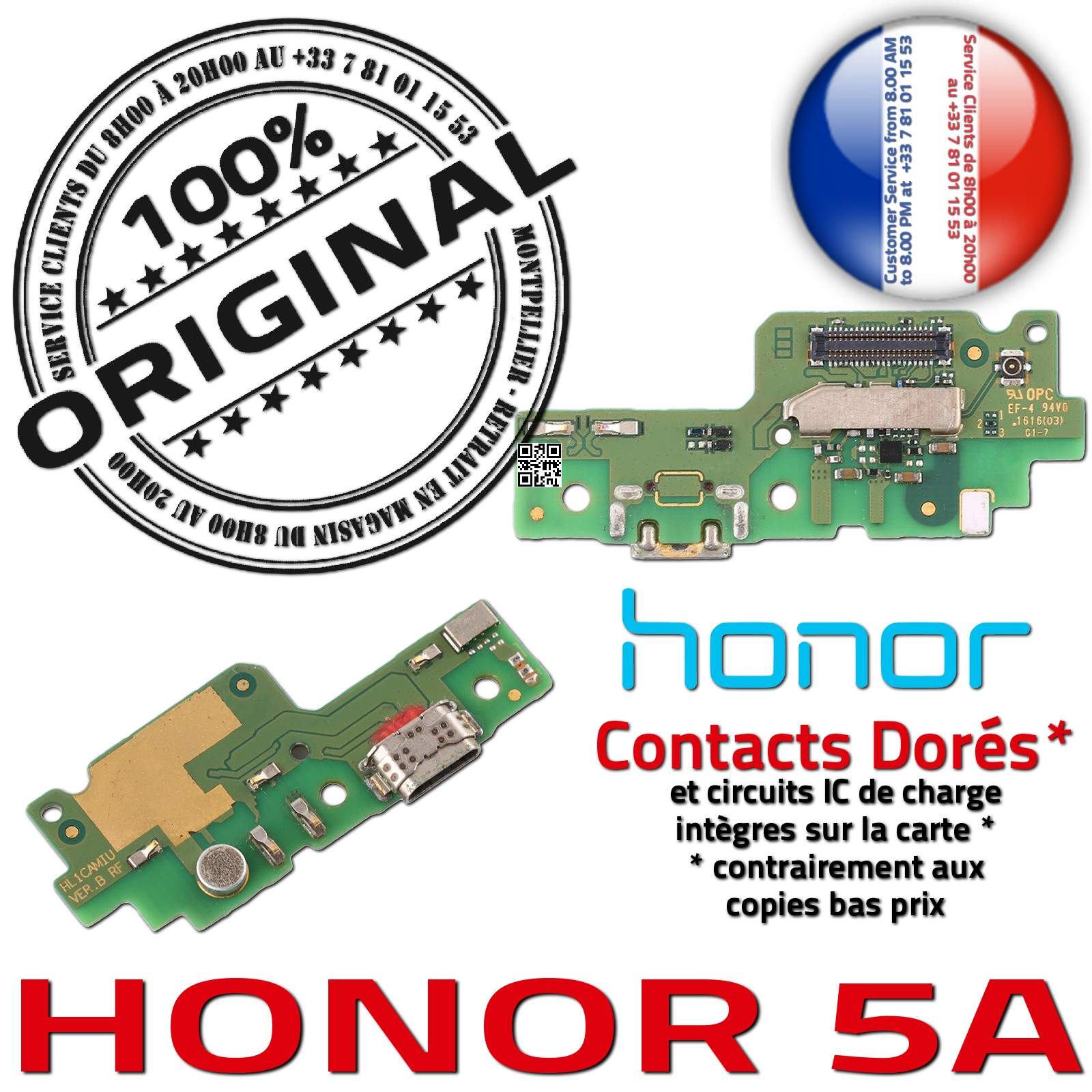 Honor 5X Connecteur de Charge ORIGINAL Prise Chargeur Micro USB Nappe  OFFICIELLE Qualité Microphone Antenne RESEAU Câble JACK
