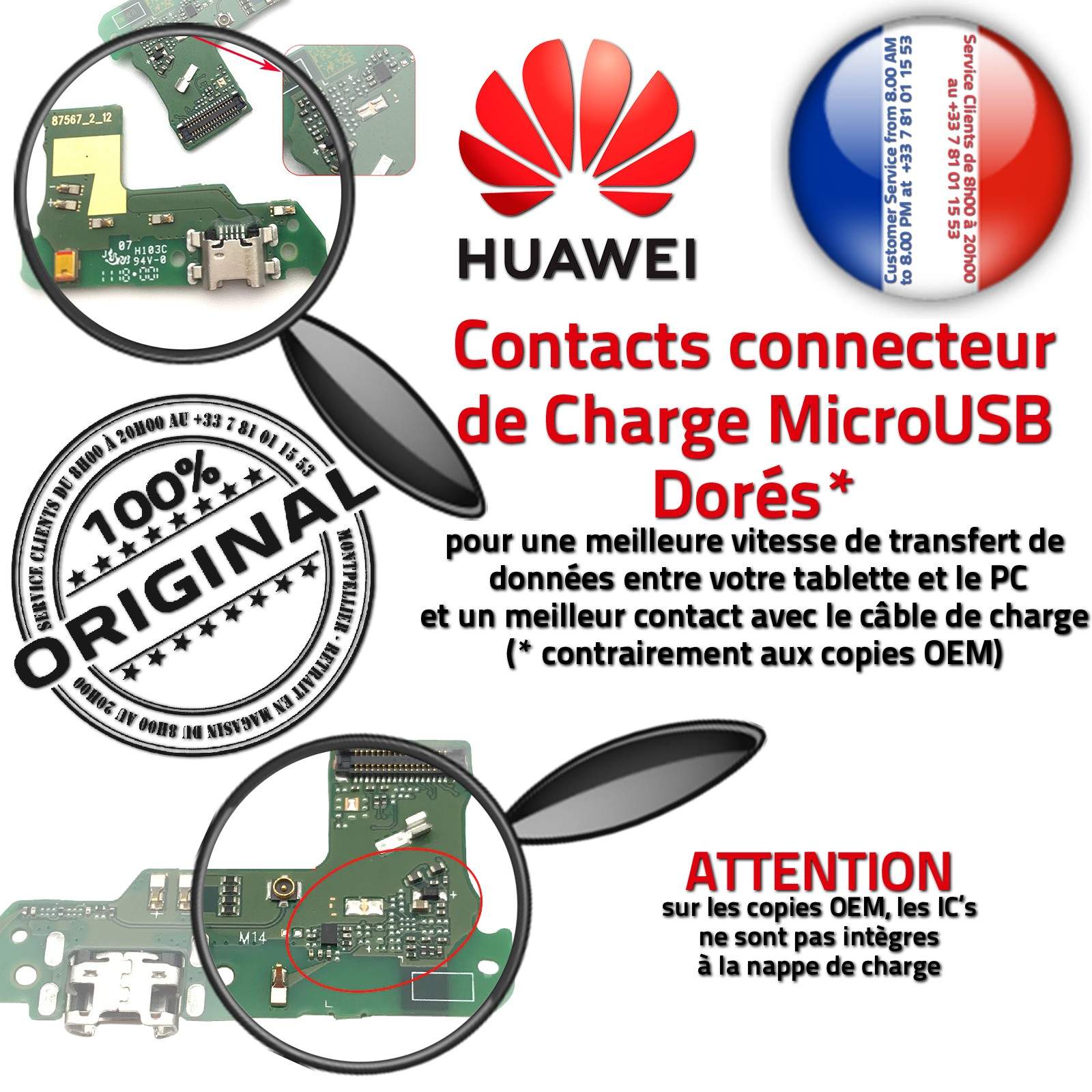 Huawei Y6 2018 Sonde Température Filtre Changer Câble Prise Alimentation PORT Réseau Antenne SMA JACK Connecteur de Charge Rapide ORIGINAL Téléphone AUDIO DOCK Type-C Réparation Chargeur Micro USB d'origine Remplacement Écouteurs Nappe Qualité Microphone