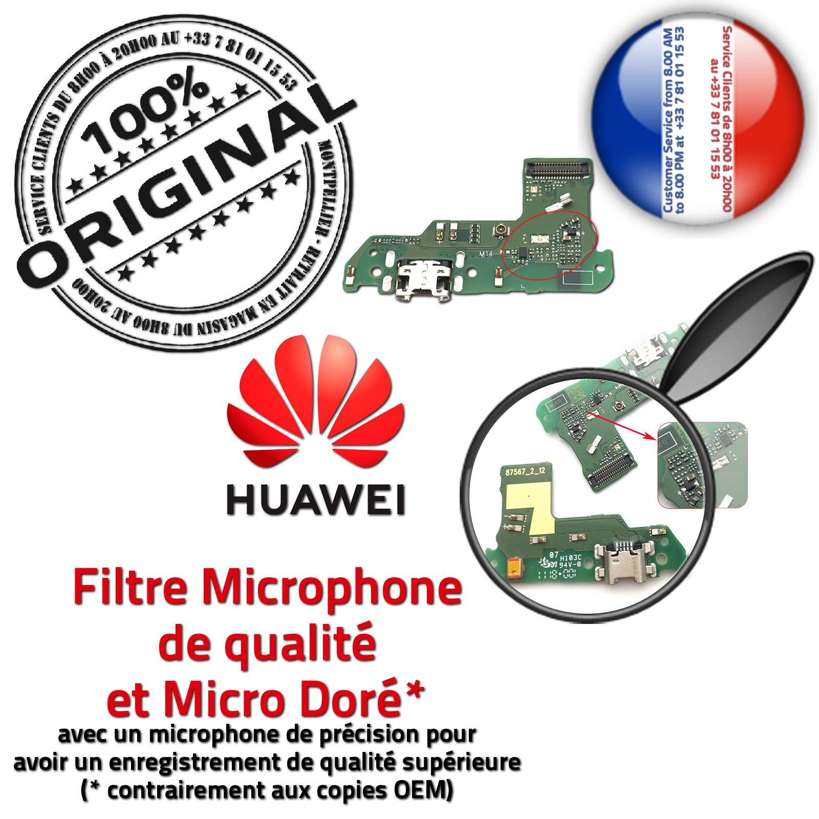 Huawei Y6 2018 JACK Casque Audio Connecteur de Charge ORIGINAL Câble Nappe USB