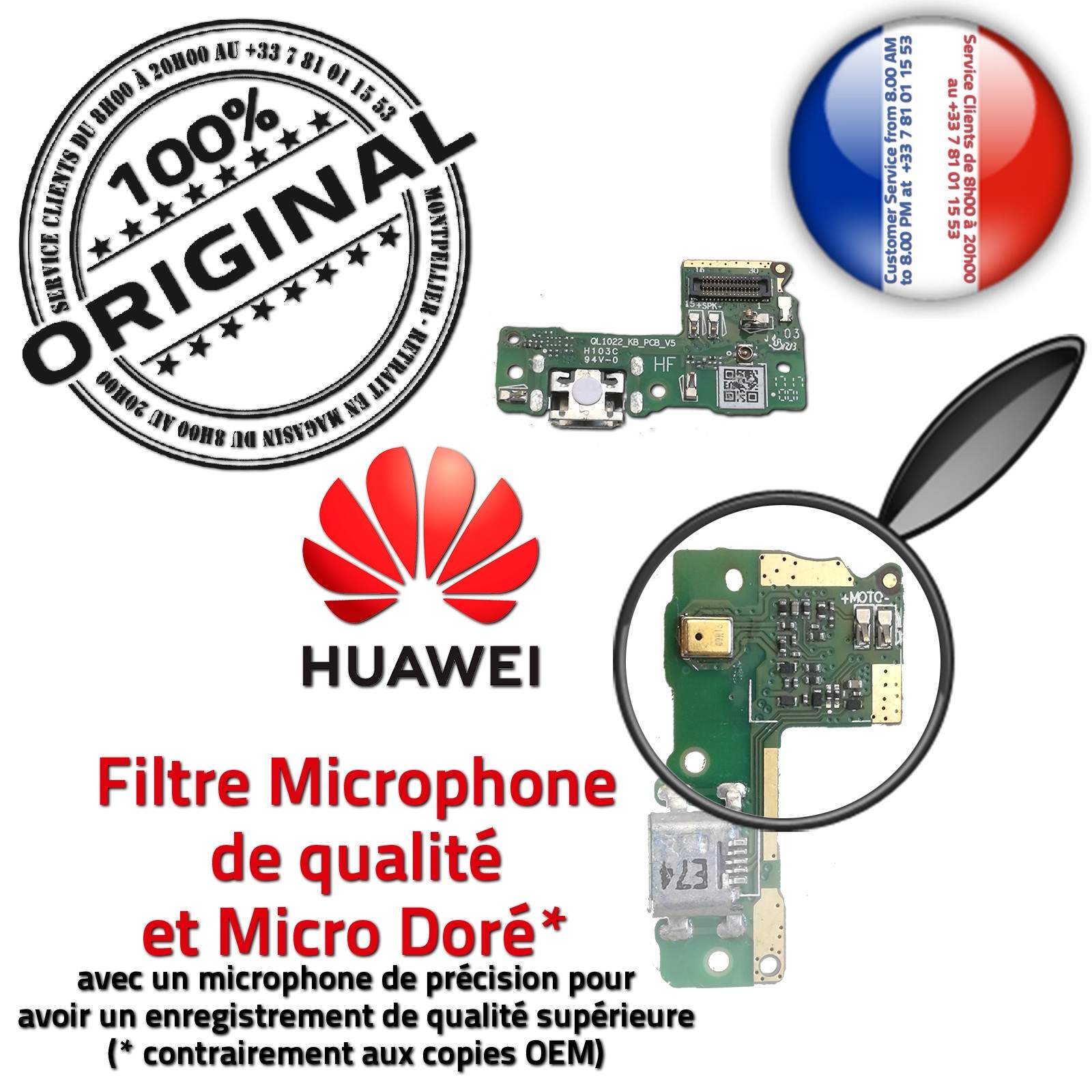 ORIGINAL Huawei P9 Lite Mini Connecteur de Charge Micro USB Prise Câble Chargeur
