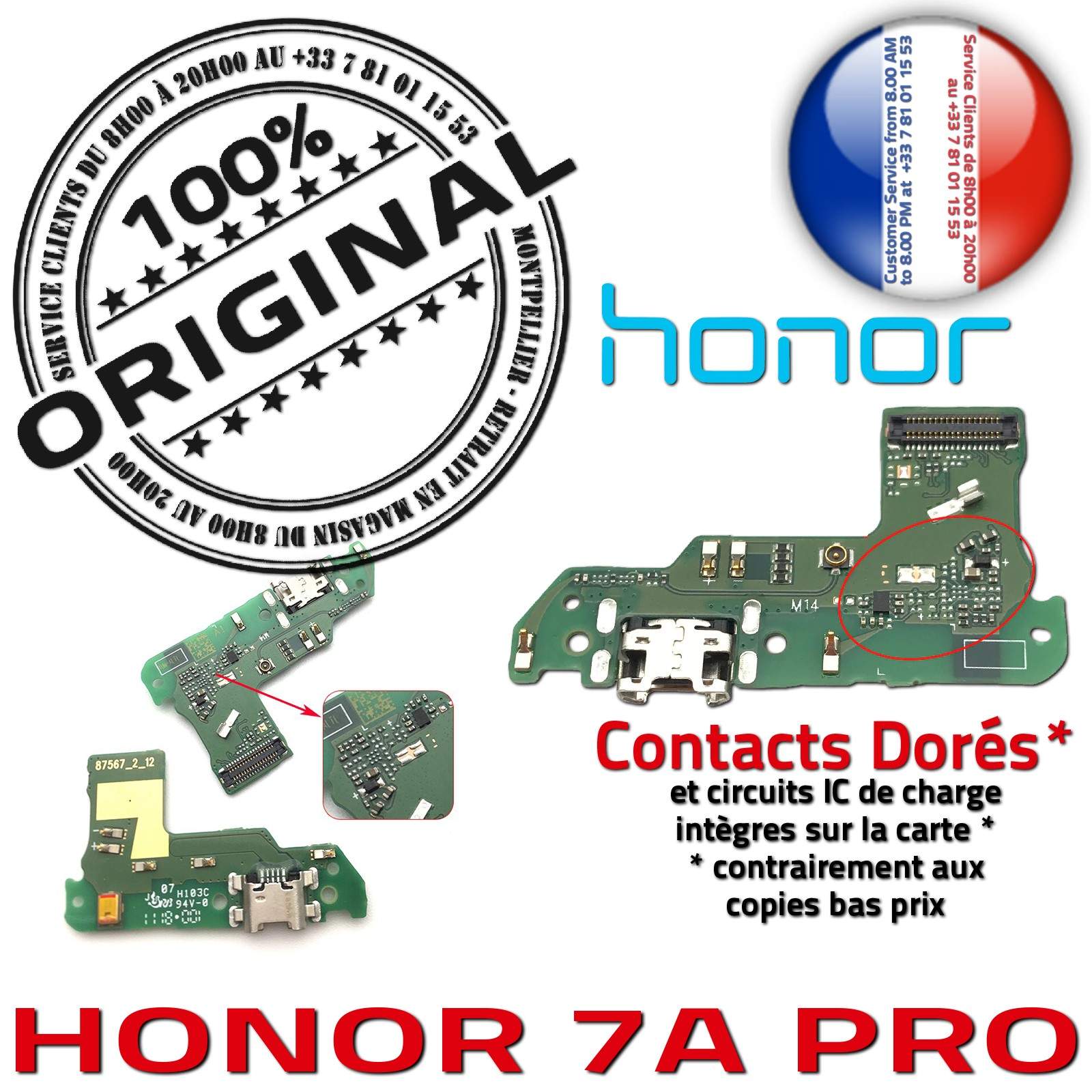 Honor 7A PRO JACK écouteurs Audio Chargeur USB ORIGINAL Téléphone PORT Câble Nappe Charge OFFICIELLE Qualité Microphone Antenne