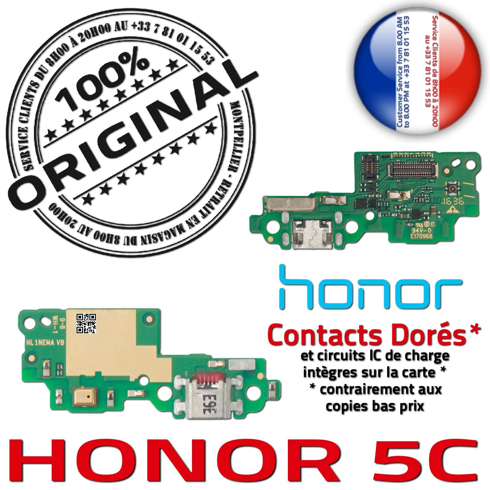 Honor 5C Charge Rapide Connecteur Micro USB ORIGINAL Prise Chargeur Nappe OFFICIELLE Qualité Microphone Antenne RESEAU Câble