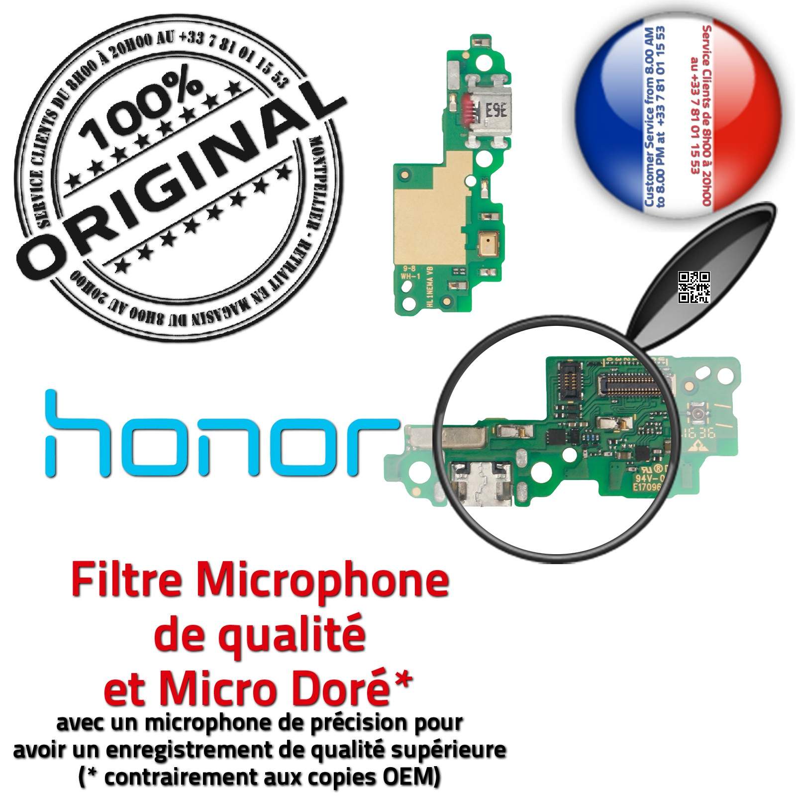Honor 7 LITE JACK Casque Audio Connecteur de Charge ORIGINAL Câble Nappe USB