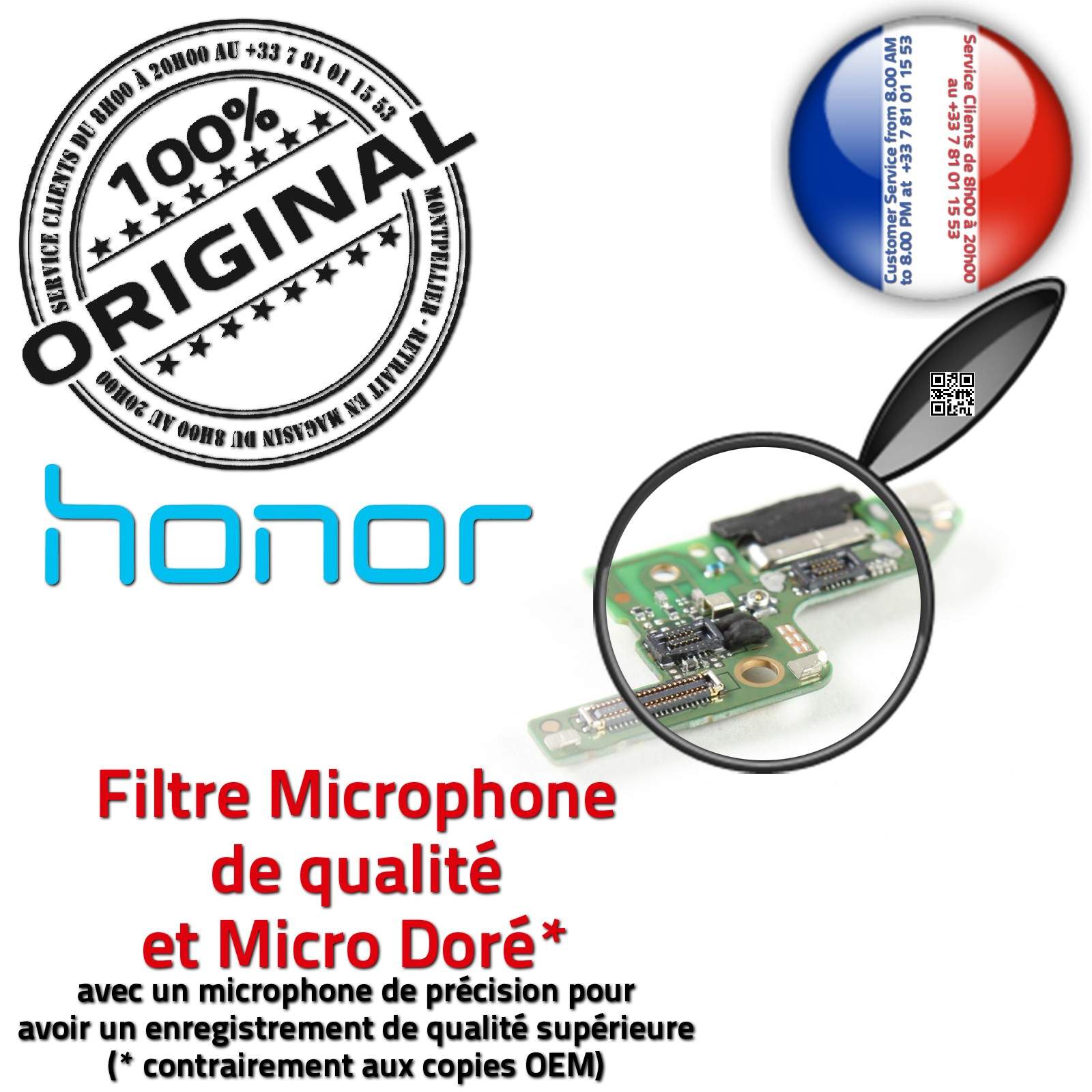 Honor 8 Connecteur de Charge ORIGINAL MicroUSB Type-C Nappe Prise Câble Chargeur