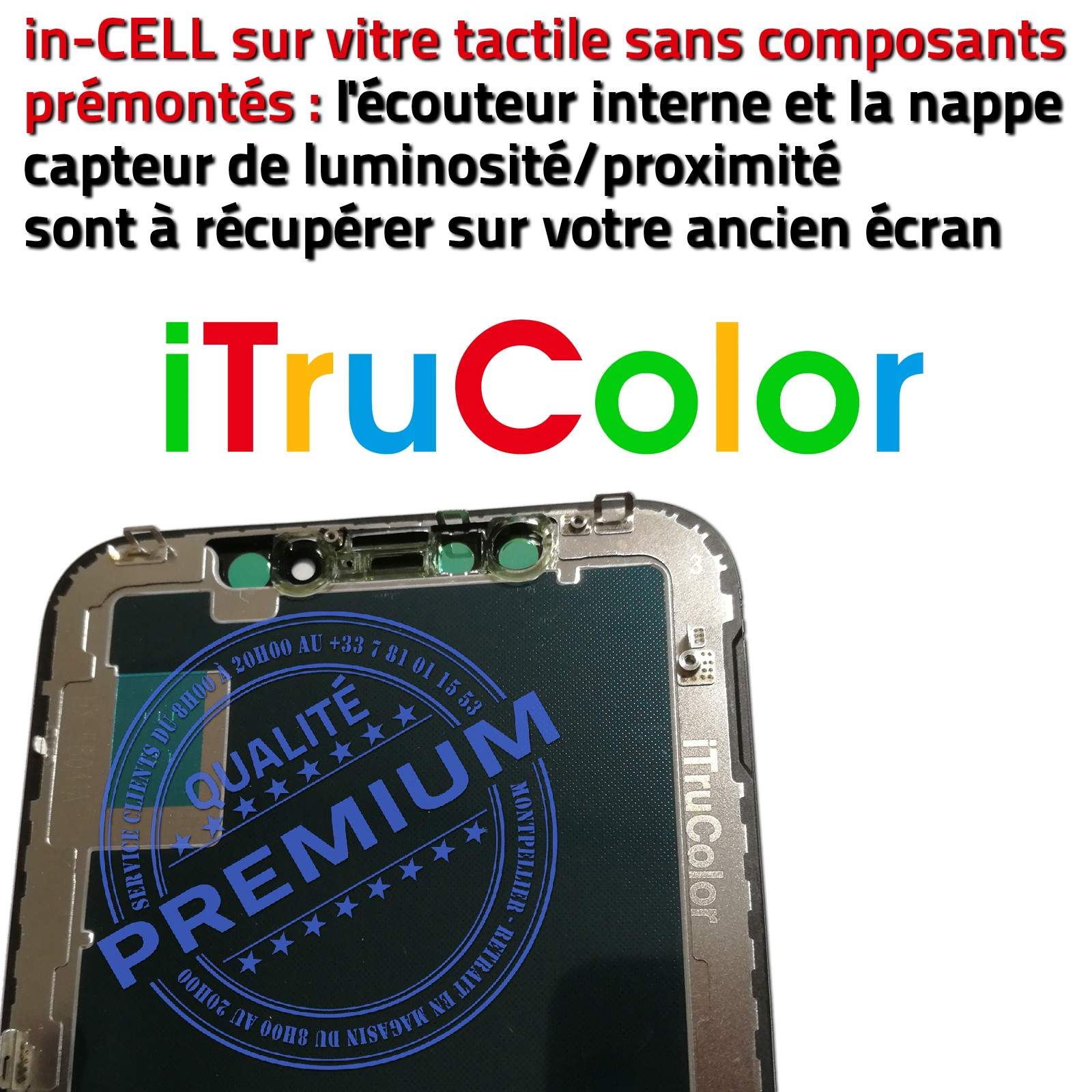 ECRAN LCD POUR IPHONE 12 INCELL VITRE TACTILE SUR CHASSIS NOIR SANS