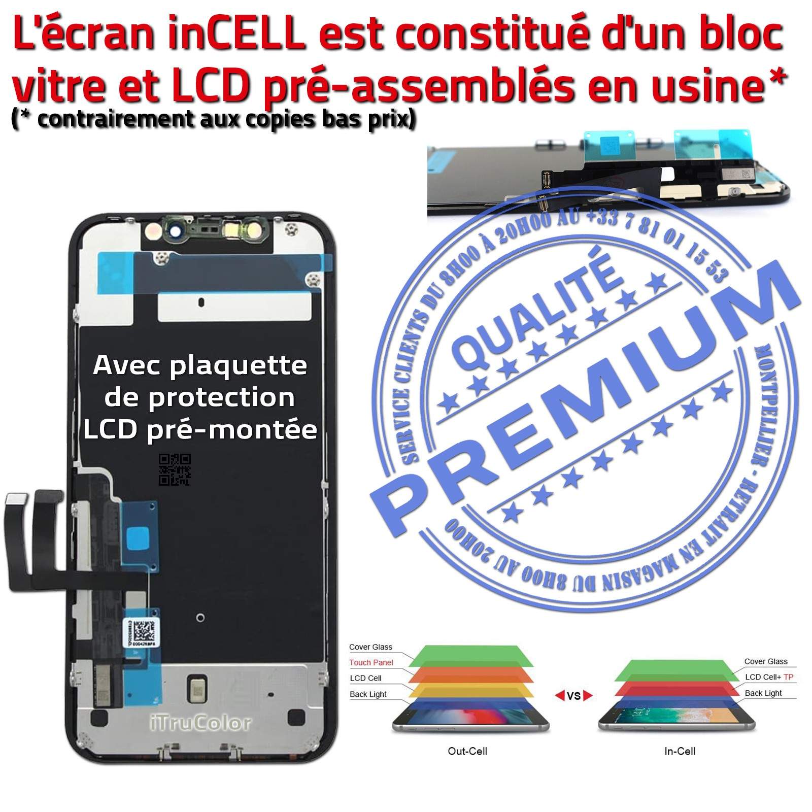 Écran et LCD iPhone 11 (qualité A +) | Autocollant de cadre | bol